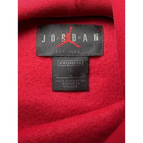 Air Jordan Black Toe 1s Holiday Red Hoodie Sweatshirt Mens Medium CT3457-687 - Picture 5 of 7
